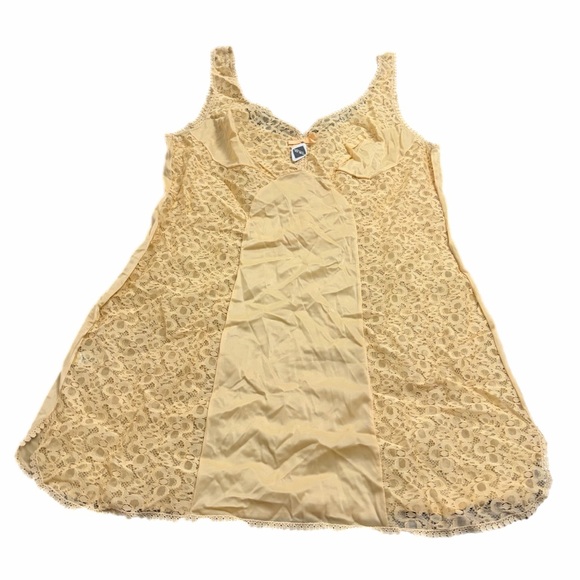 NWT 60s/70s European Vintage Scheisser Lace Panel Slip Dress Creamsicle EU  44-L